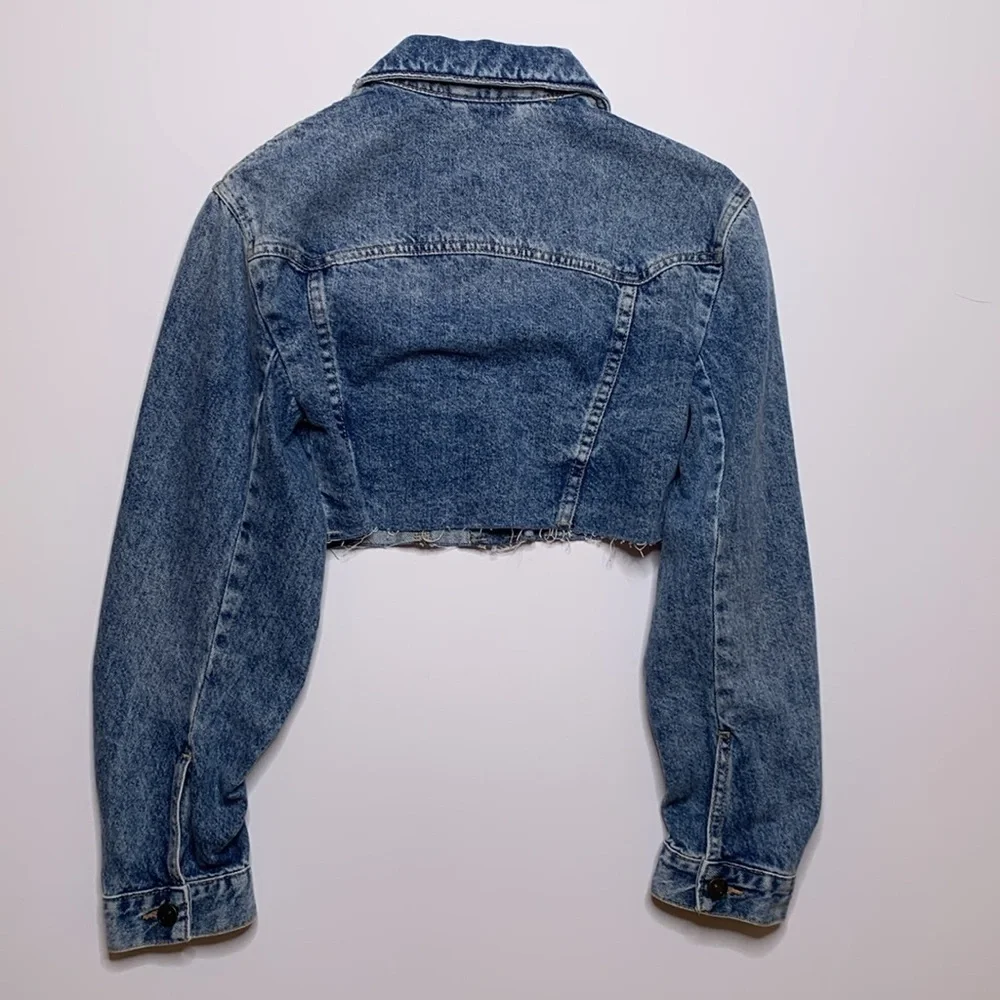 Free People Ollie Femme Trucker Cropped Denim Jacket - Picture 8 of 8